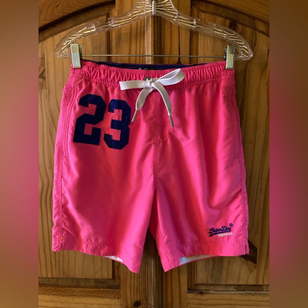 Men Superdry pink blue swim shorts size S
